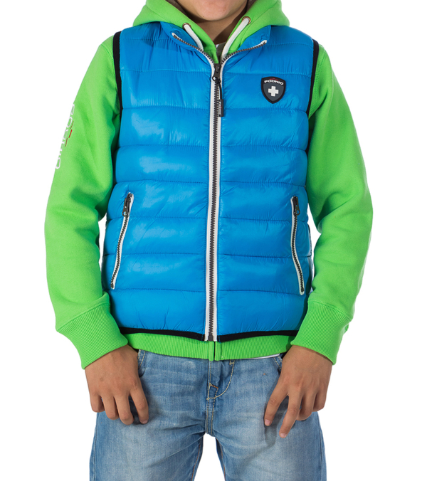 Gilet Podhio bambino JUNIOR OVATTA “DOWN IMITATION" - AZZURRO