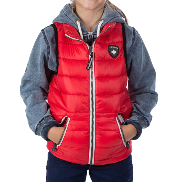 Gilet Podhio bambino JUNIOR OVATTA “DOWN IMITATION" - ROSSO